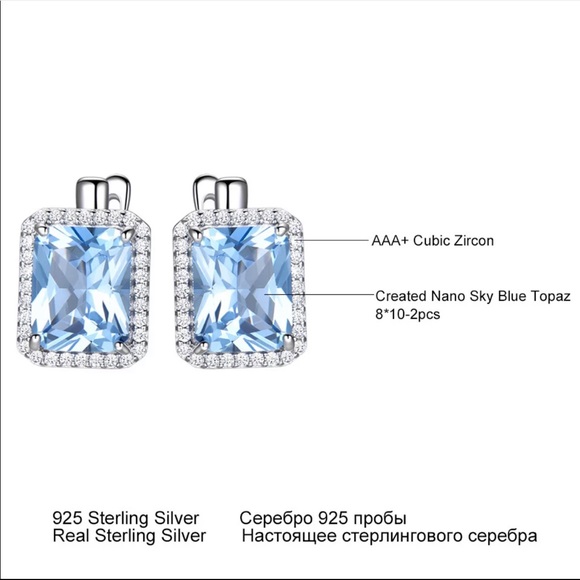 Sky Blue Topaz Sterling Silver 925 CZ - Picture 4 of 6